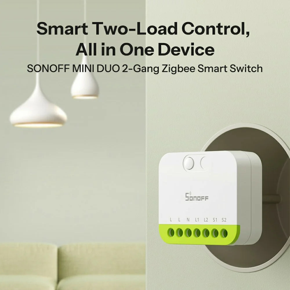 SONOFF MINI-ZB2GS 2-Gang Zigbee Smart Switch with Dual Load Control Module for Home Automation - White - 3
