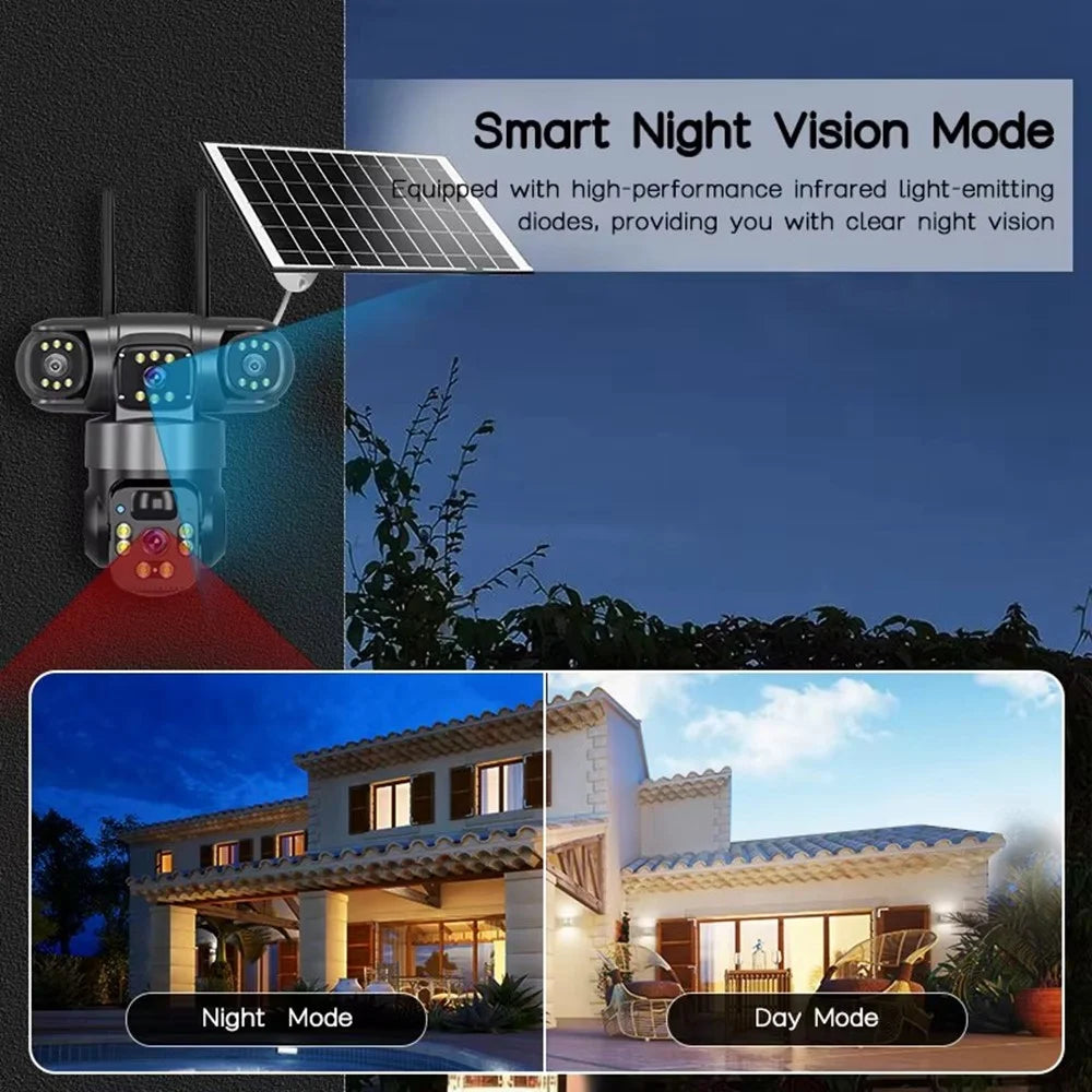 360 Degrees Panoramic Solar Security Camera 3 Screens 6MP Wireless WiFi Outdoor AI Human Detection Monitor Cam - 7