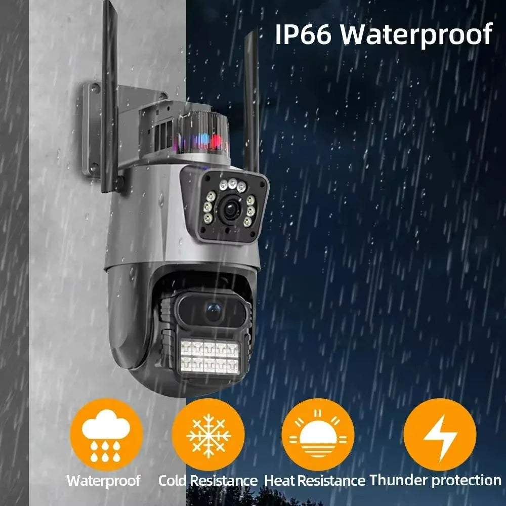 V380 4G Dual Lens Dual Screen Security Camera 2MP+2MP HD Outdoor Wireless PTZ IP Surveilance Camera with Night Vision - EU Plug - 2