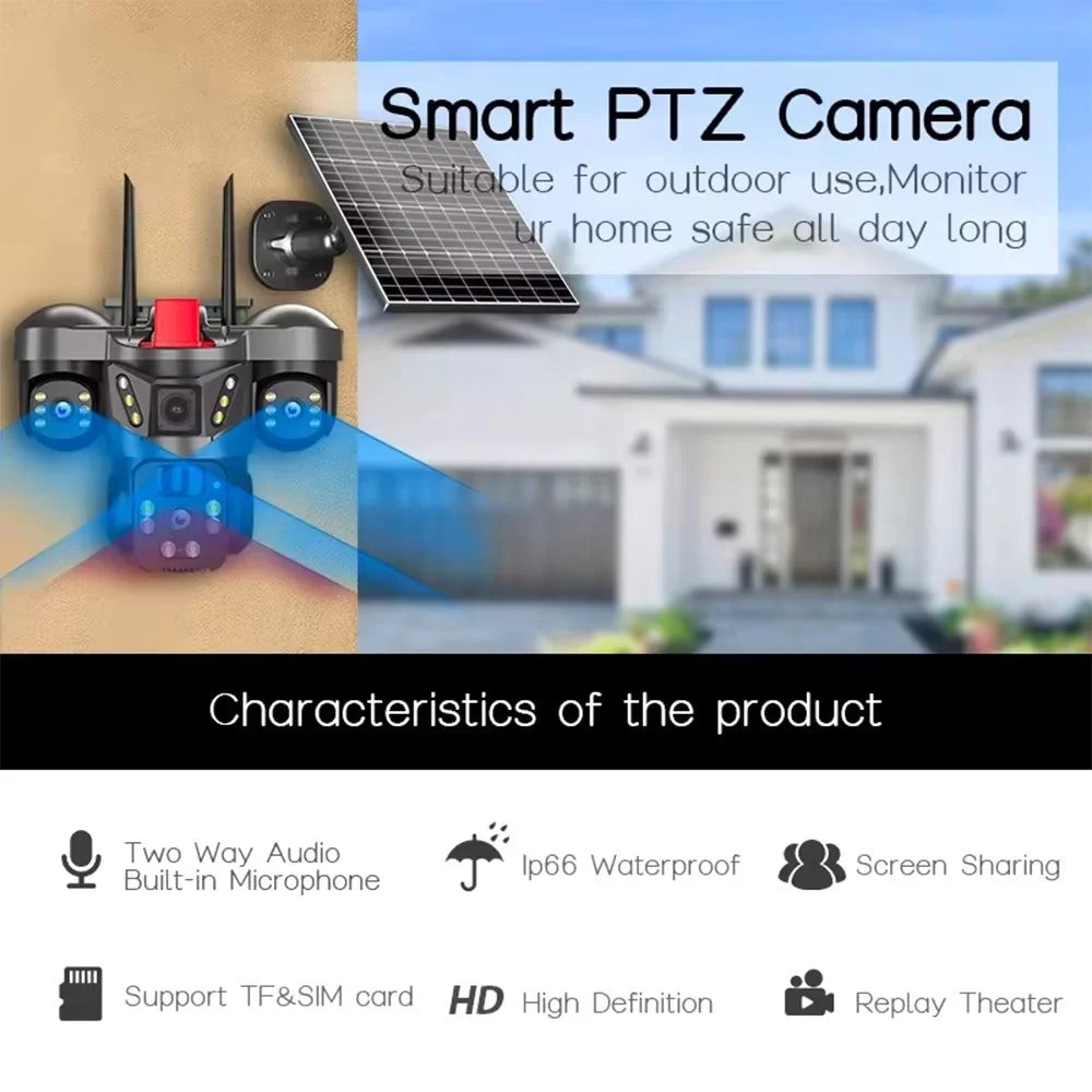 LW21 4G WiFi Triple-Lens 360 Degree Solar Security Camera 2MP+2MP+2MP PIR Sensor IP66 Waterproof Surveillance Camera for Outdoor - 3