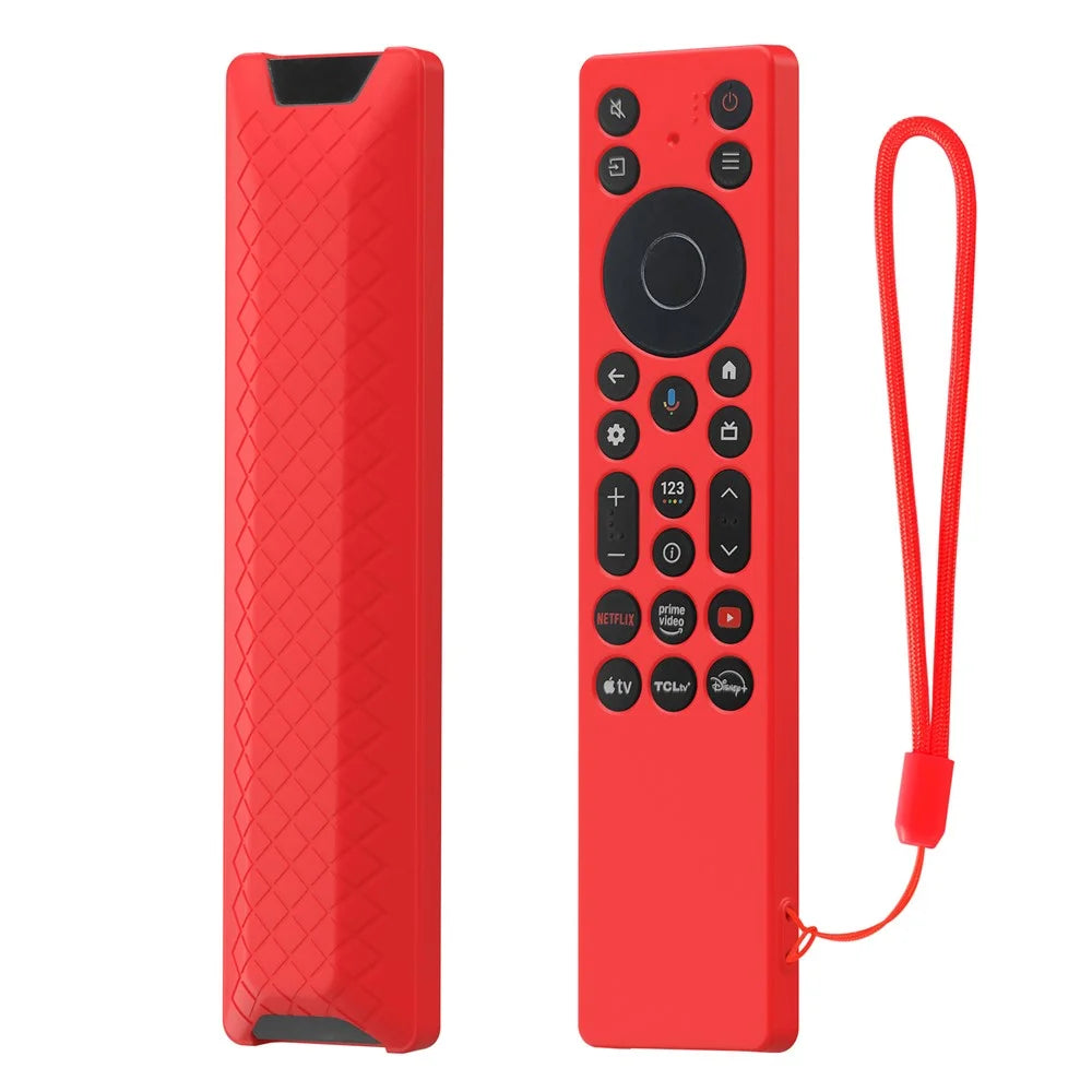 Silicone Case for TCL RC923A  /  RC813A Remote Control Shockproof Anti-slip Diamond Texture Protective Cover - Red - 1
