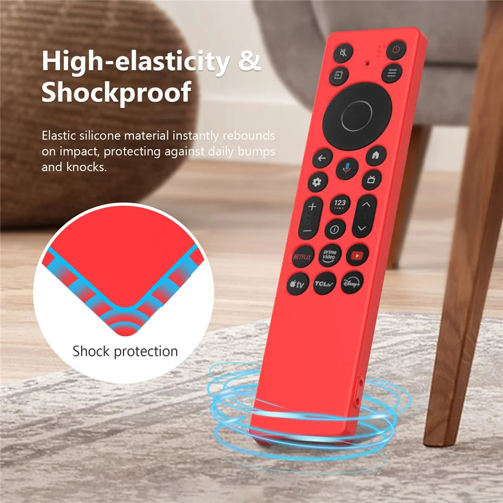 Silicone Case for TCL RC923A  /  RC813A Remote Control Shockproof Anti-slip Diamond Texture Protective Cover - Red - 3