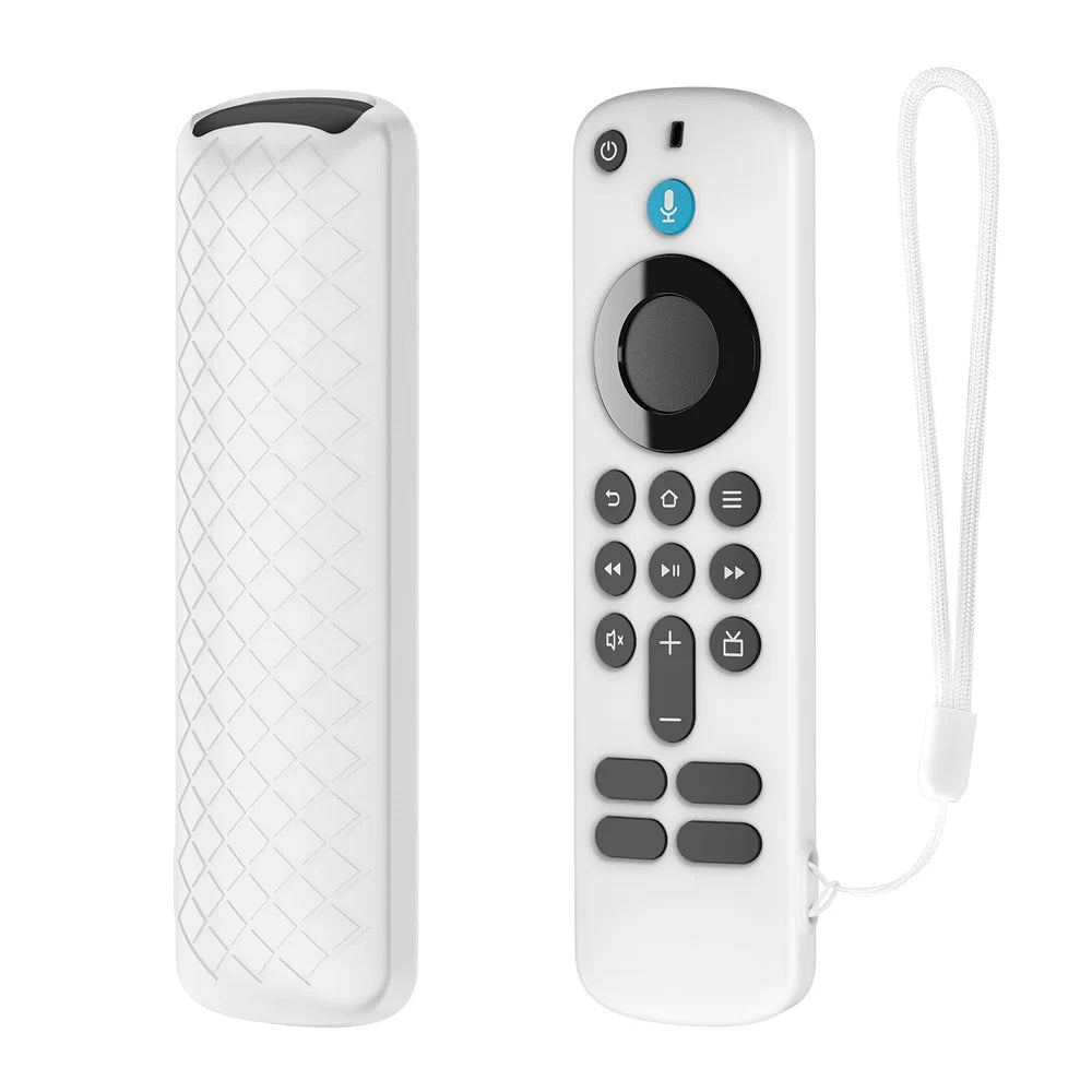 Silicone Case for Amazon Fire TV Stick HD  /  4K (Newest Model) Remote Control Diamond Texture Shockproof Protective Cover - White - 1