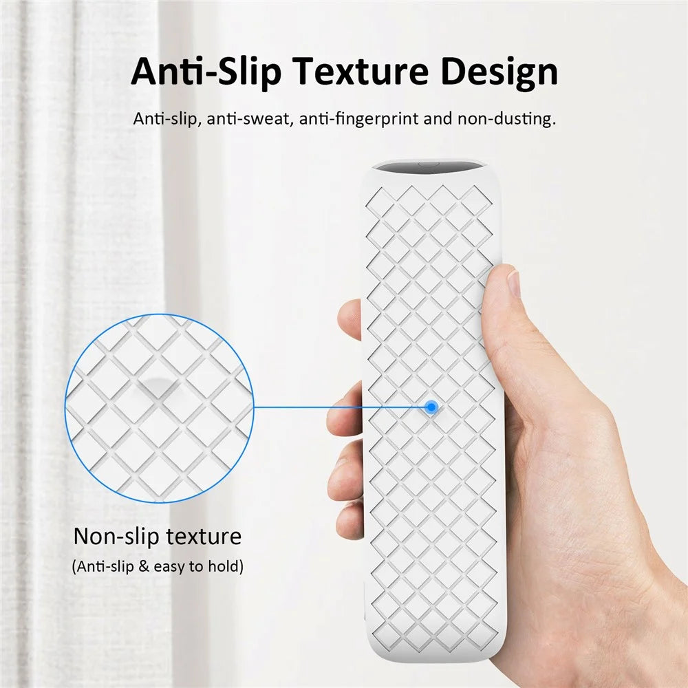 Silicone Protector Cover for Walmart Onn. Android TV 2K FHD Streaming Stick Remote Control Diamond Texture Anti-Slip Protective Case with Lanyard - White - 4
