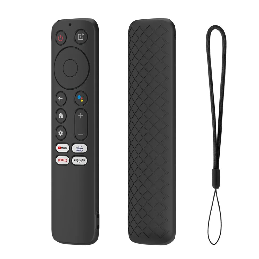 Silicone Remote Control Cover for OnePlus TV Q2 Pro Anti-Drop Shockproof Dust-proof Protective Case with Lanyard - Black - 1