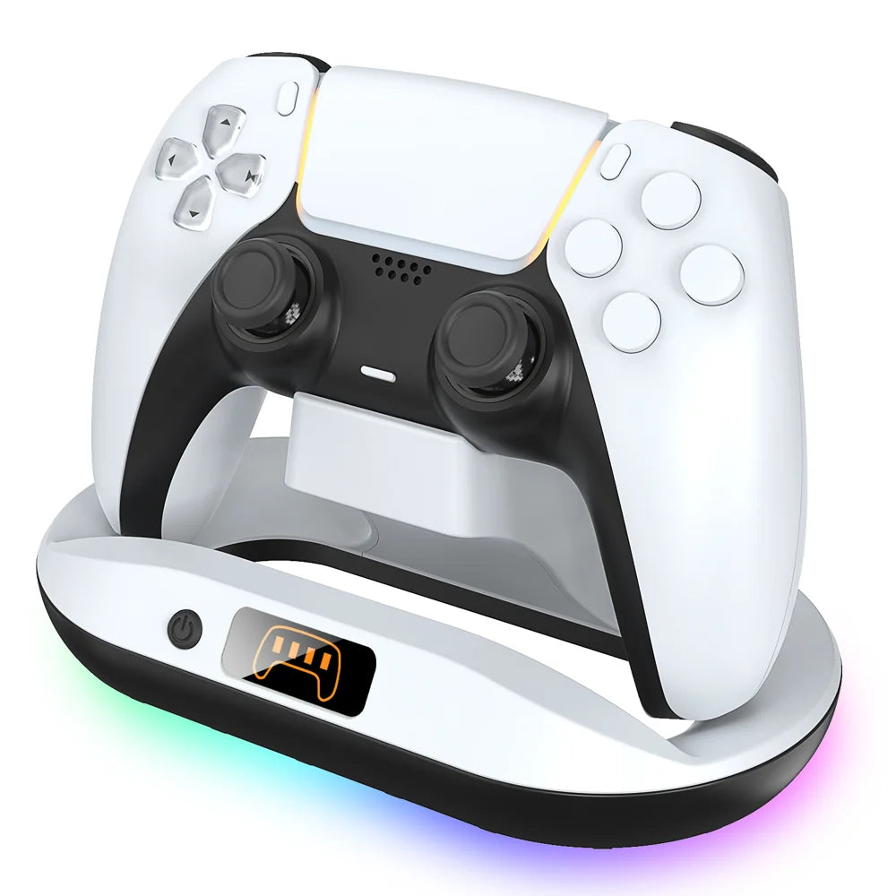 YZC-522 For Sony PlayStation 5 Controller Contact Charging Dock with RGB Light LED Display - 4