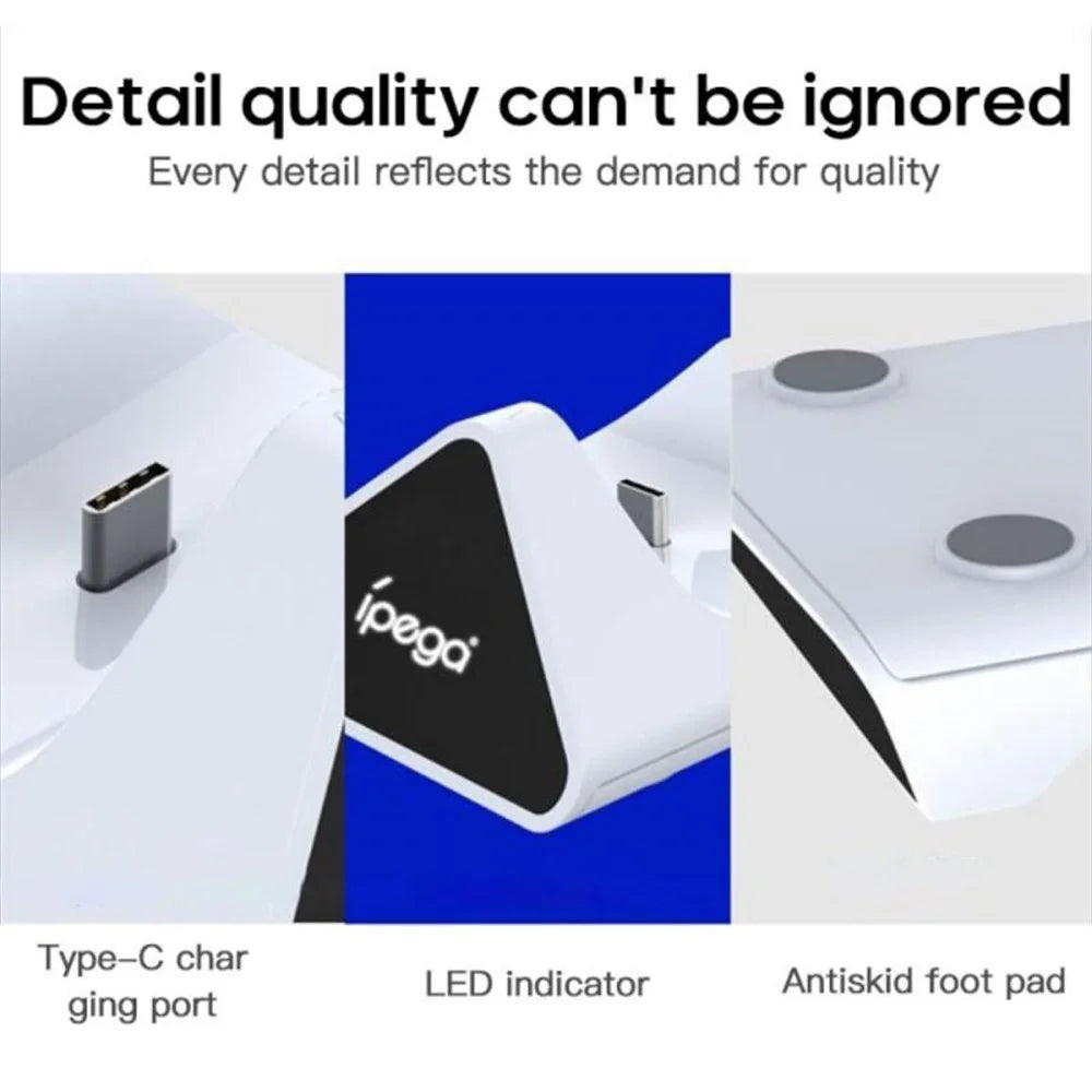 IPEGA PG-5012 Game Controller Charging Dock Type-C Dual Fast Charging Station Stand with LED Indicator for PS5 Controller - 4