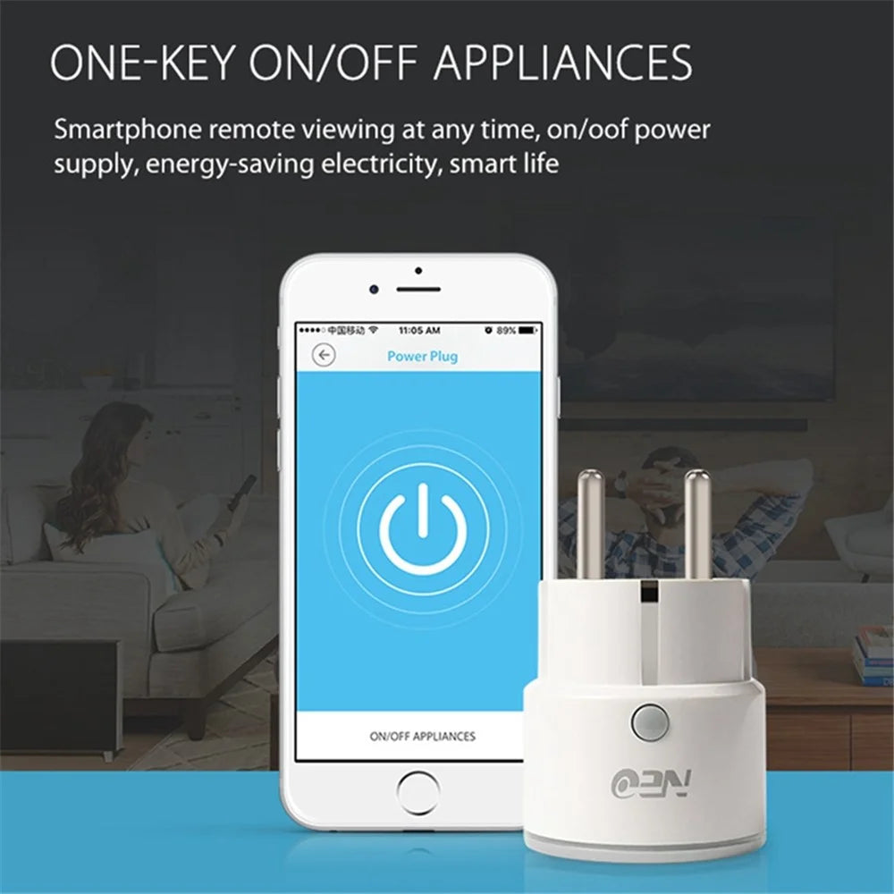 NEO NAS-WR01W-16A Smart Home WiFi Plug 16A Current Mini Outlet Socket Remote Control Compatible with Alexa Google - EU Plug - 5