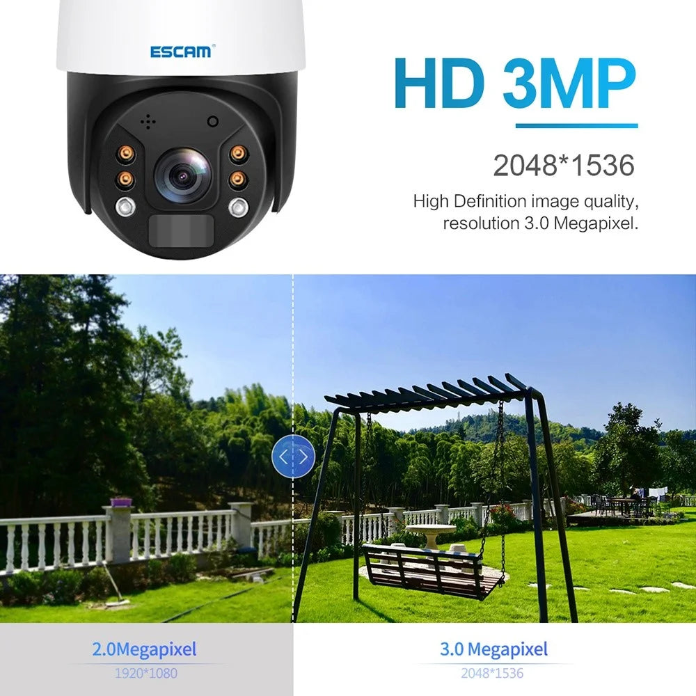ESCAM QF724 Solar Power 3.0MP Camera Two-Way Audio Talk PIR Night Vision Surveillance PT Camera (EU Version) - 4