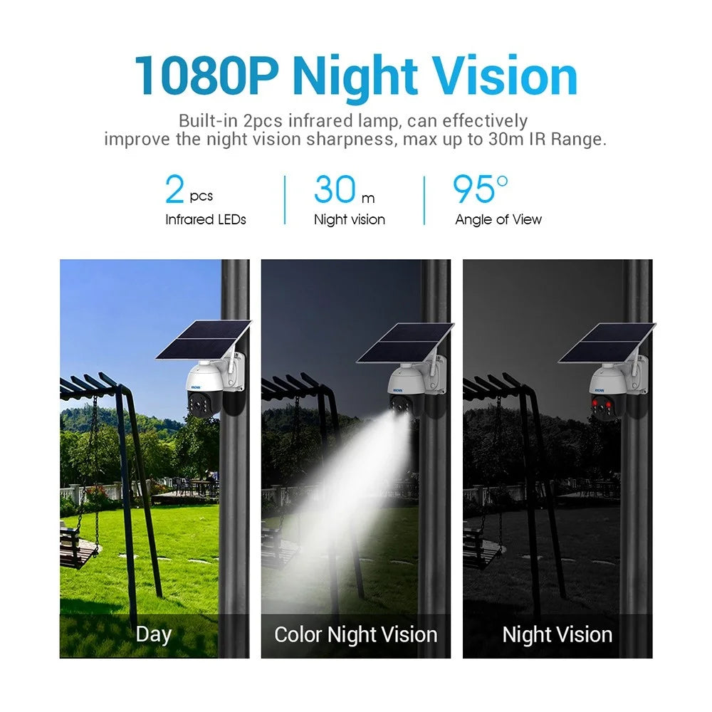 ESCAM QF724 Waterproof Solar Power 3.0MP Camera PIR Night Vision Surveillance Pan Tilt Camera for Home Security - US Plug - 5