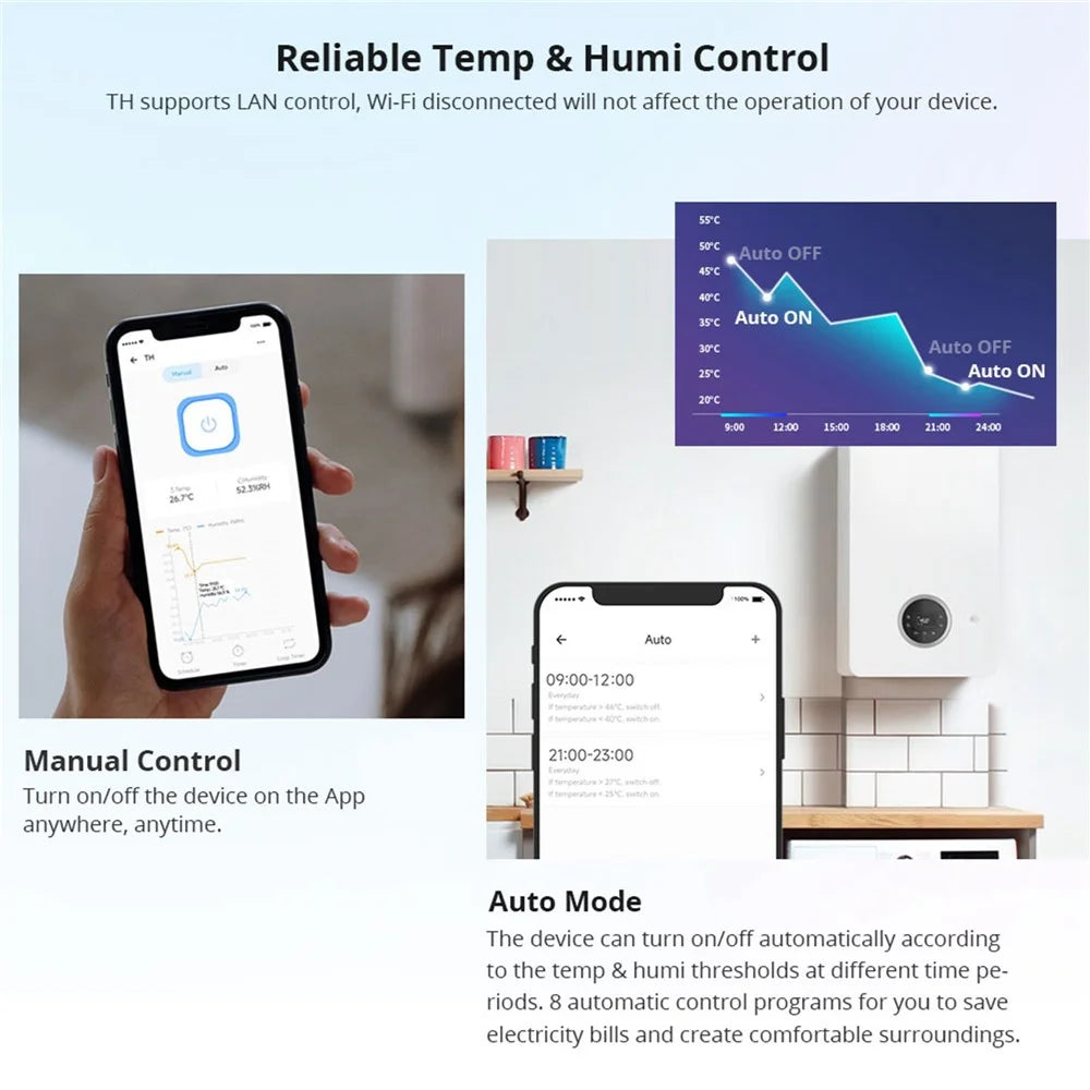 SONOFF TH Origin THR316 16A Max Smart Temperature and Humidity Monitoring Switch Temperature Humidity Sensor for Home, Swimming Pool, Greenhouse - 5