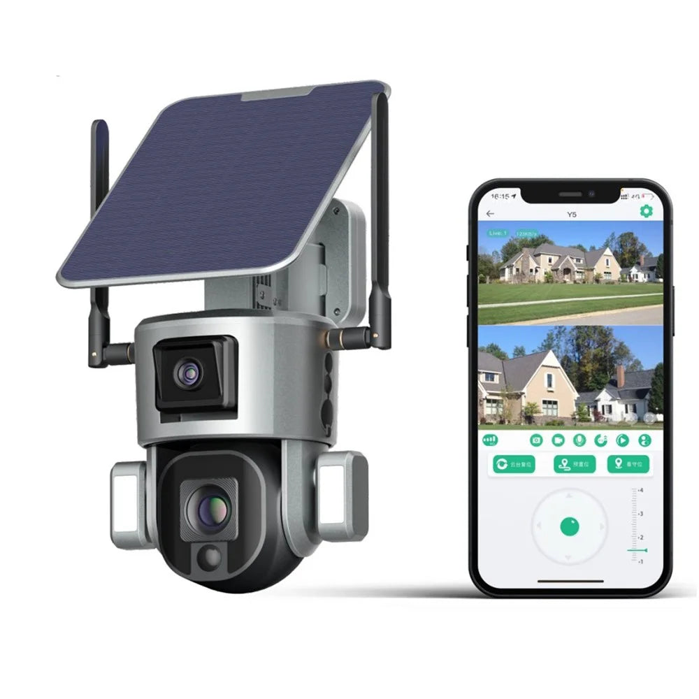 Y5 8MP 4G 20X Zoom Solar Powered Dual Lens Security Camera Night Vision 2-Way Audio Camera (EU Version) - 4