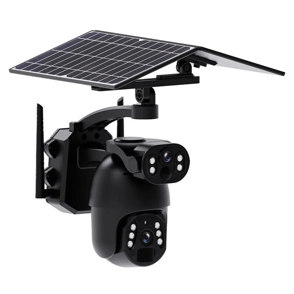 Q6 Max 4G US Dual-Lens 6MP HD Camera Solar-Powered Full-Color Night Vision Camera - Black - 1