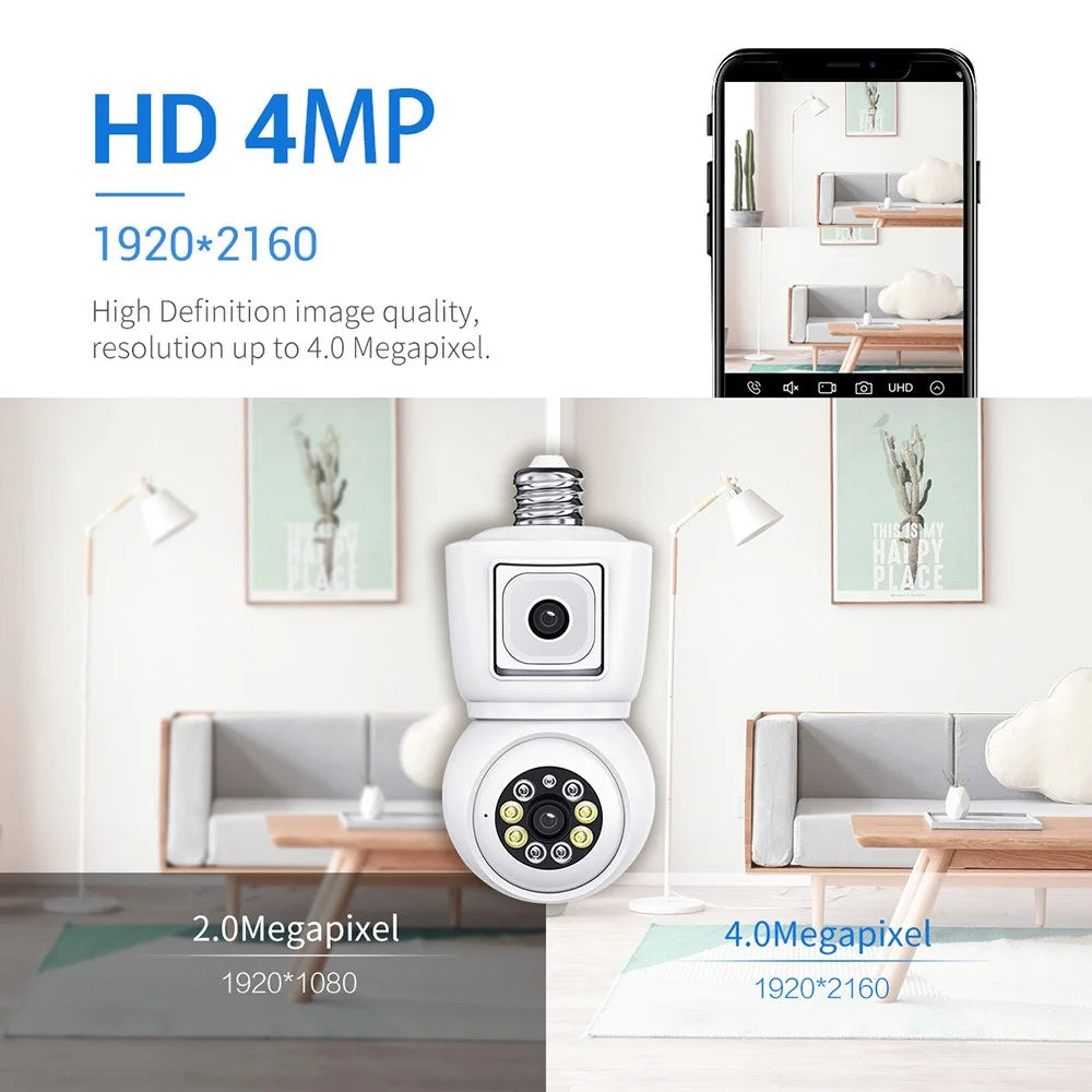 ESCAM QF202 E27 2x2MP Dual Lens Dual Screen Security Camera Two-Way Voice Motion Detection WiFi Camera - 3