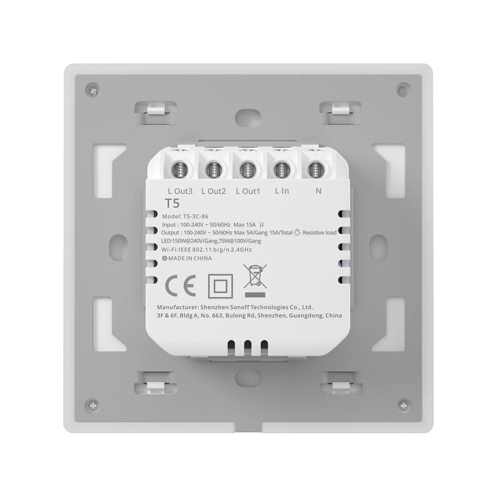 SONOFF TX Ultimate WiFi / eWeLink-Remote Smart Touch Wall Switch with RGB Light - EU Plug / T5-3C-86 - 5