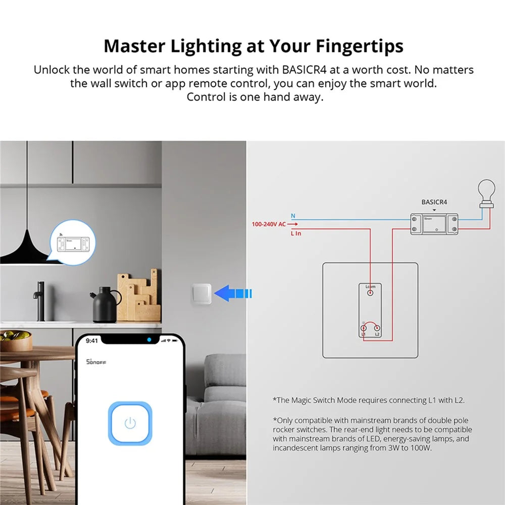 SONOFF BASICR4 Wi-Fi Smart Switch Module Support eWeLink Remote Control - 7
