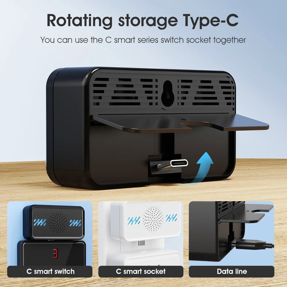 Smart Self-powered Wireless Doorbell 4-Gear Volume Waterproof Door Bell, 2 Receiver + 1 Button (CE is applying) - Black - 4
