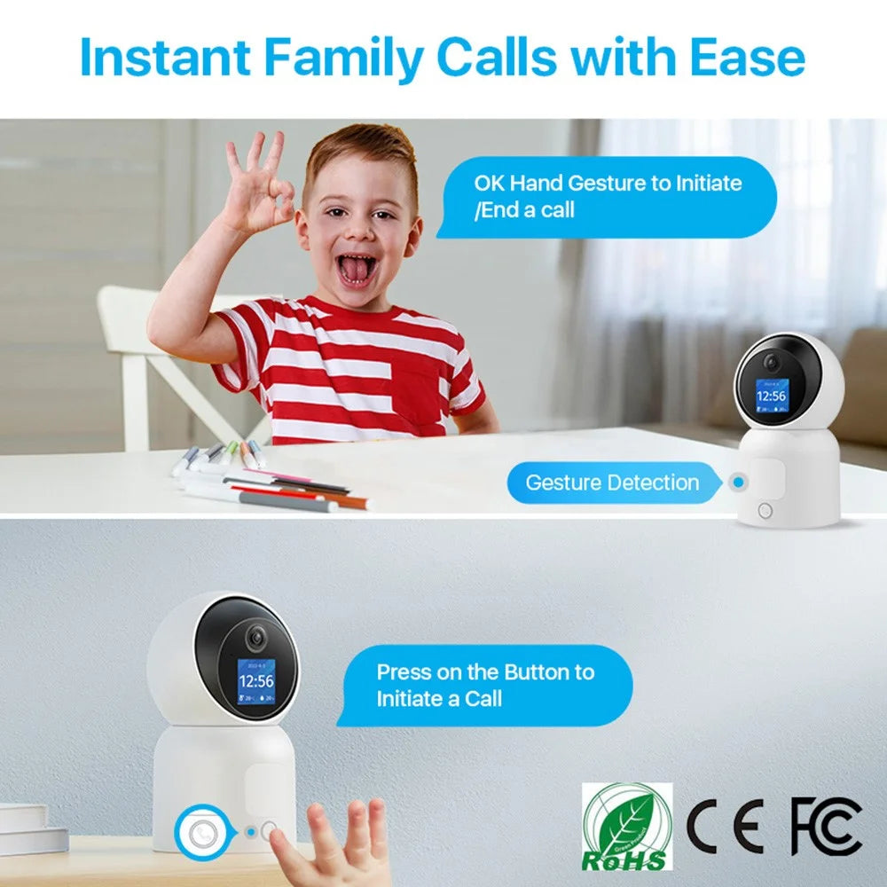 ZOSI C519M8 8MP HD Camera Video Intercom AI Gesture Recognition WiFi Indoor Monitoring Camera, No Memory Card - 4