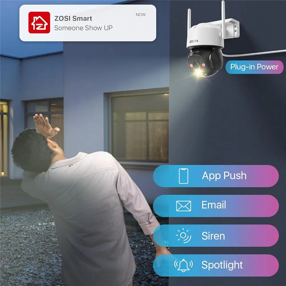 ZOSI C290SE 2MP Two-Way Audio PTZ Camera Night Vision Smart Security Camera - EU Plug - 3
