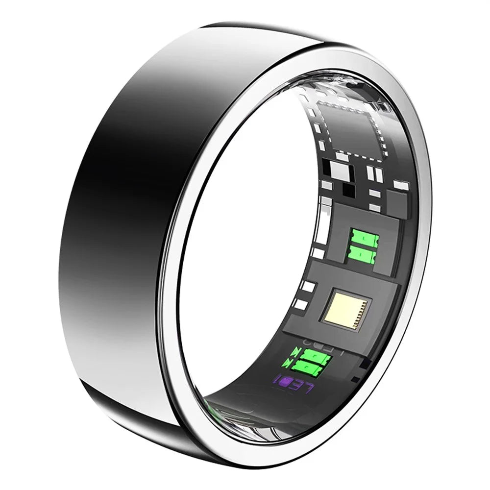 PX01 Bluetooth-compatible Sleep Health Monitoring Smart Ring Multifunction Finger Ring with Charging Base - Silver / Size 7 - 1