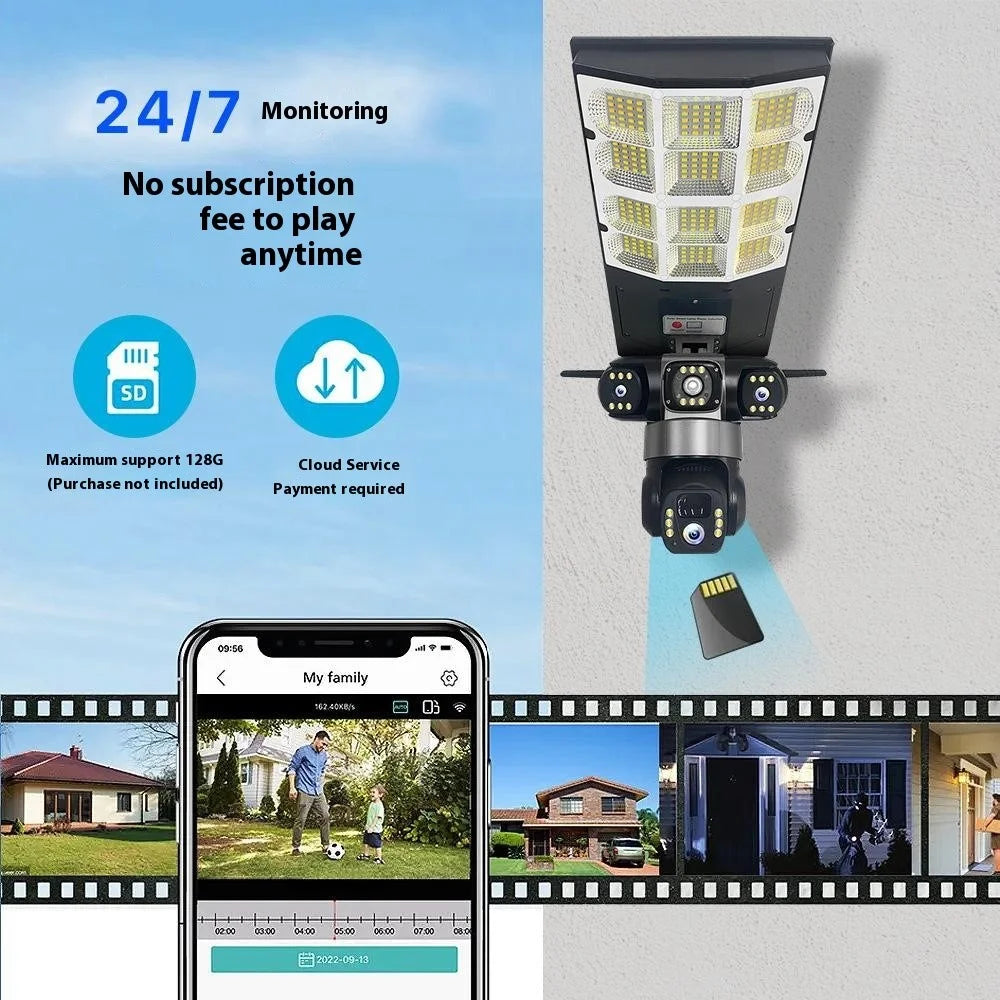 LD002 V380 Outdoor Solar Security Camera with Street Light 3 Screens Wireless Monitoring System - WiFi Version - 4