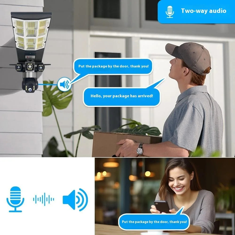 LD002 V380 Outdoor Solar Security Camera with Street Light 3 Screens Wireless Monitoring System - WiFi Version - 7