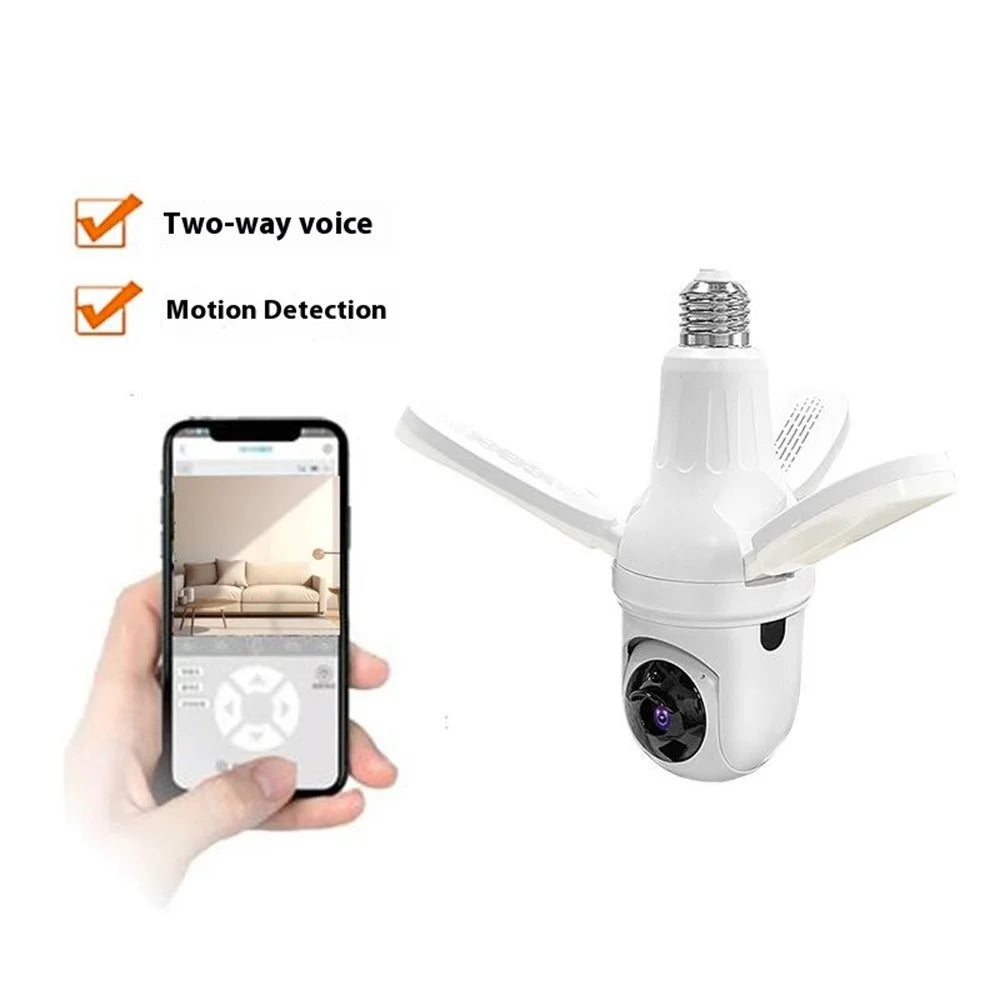 Q28-H 3MP Indoor Security Camera 3-blade Ceiling Light Motion Detection Pan Tilt Wireless Monitor for Baby Elder - WiFi Version / US Plug - 3