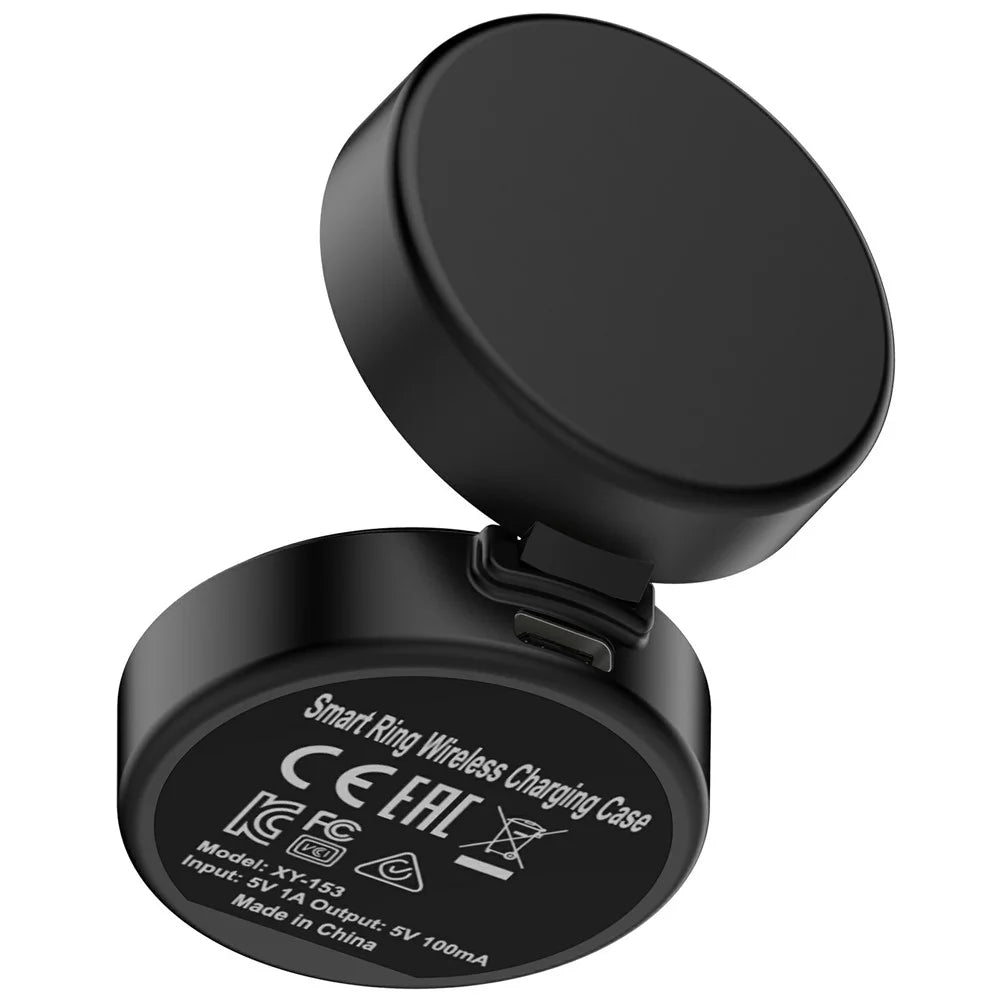 XY-153 For Oura Ring 4 (Size 15) Wireless Charging Case with USB Cable Smart Ring Portable Charger - Black - 2