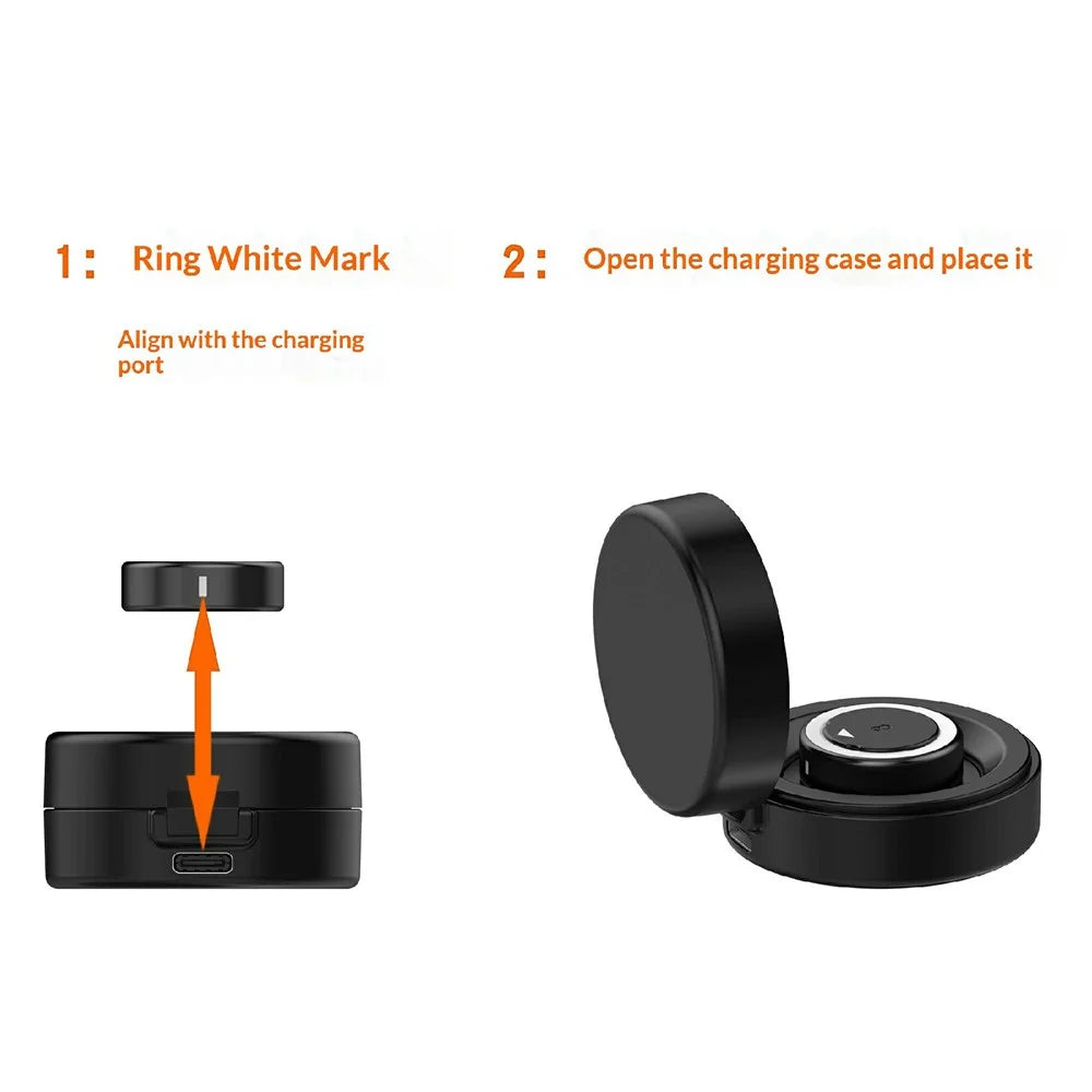 XY-153 For Oura Ring 4 (Size 15) Wireless Charging Case with USB Cable Smart Ring Portable Charger - Black - 6