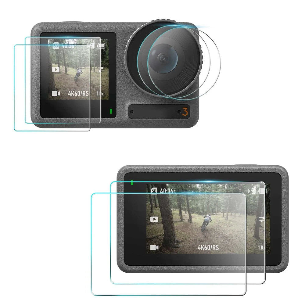 STARTRC 2 Set Protective Film for DJI Osmo Action 3, High Hardness Anti-explosion Tempered Glass Camera Lens + Main Screen + Front Screen Protector - 1