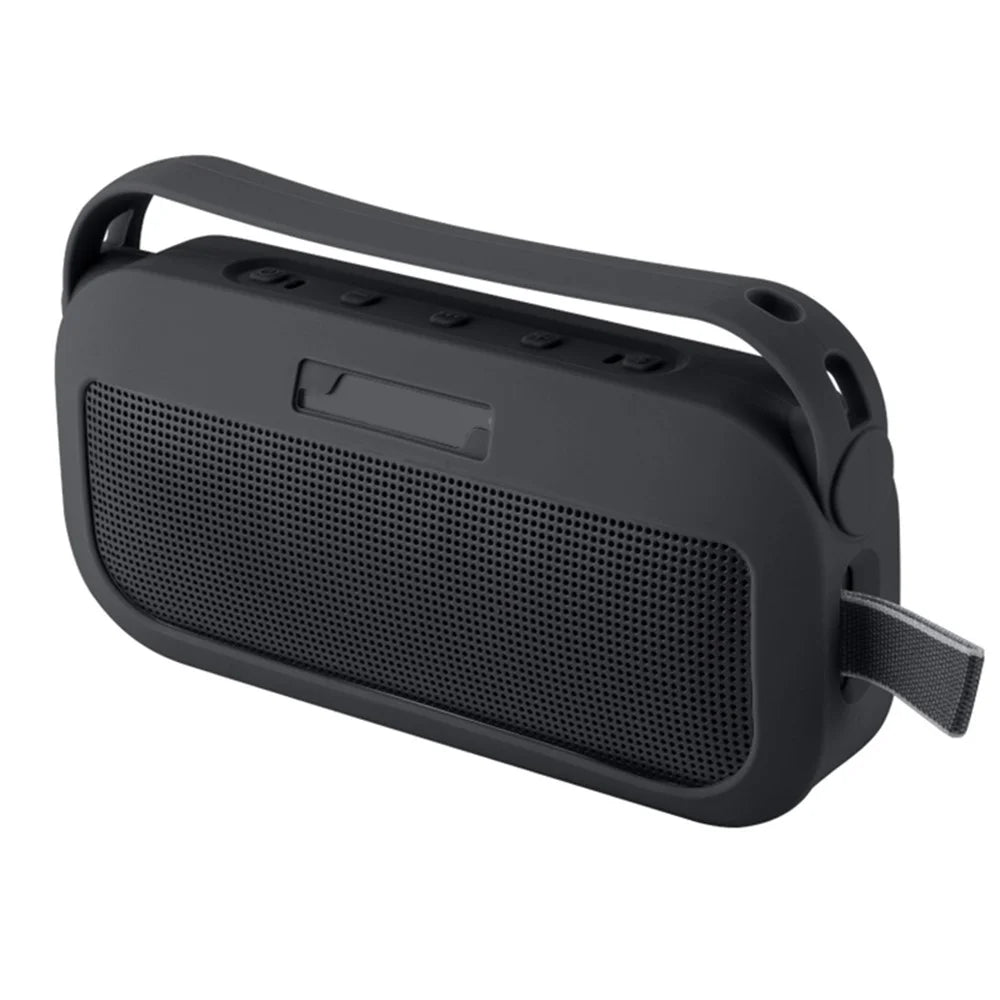 TXESIGN For Bose SoundLink Flex Case Portable Speaker Silicone Sleeve Cover with Handle Strap and Shoulder Strap - Black - 2