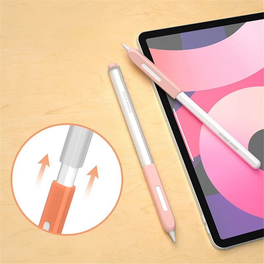 For Apple Pencil Pro / Pencil (2nd Generation) Stylus Pen Silicone Cover Anti-Drop Protective Sleeve - Orange - 4