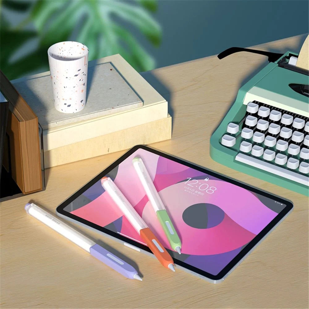 For Apple Pencil Pro / Pencil (2nd Generation) Stylus Pen Silicone Cover Anti-Drop Protective Sleeve - Orange - 6