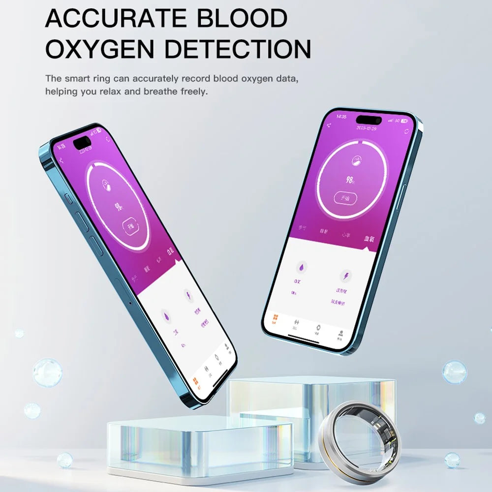 SR2 Smart Ring IP67 Waterproof Health Monitoring Finger Ring with Charging Case - Silver / No.8 - 2