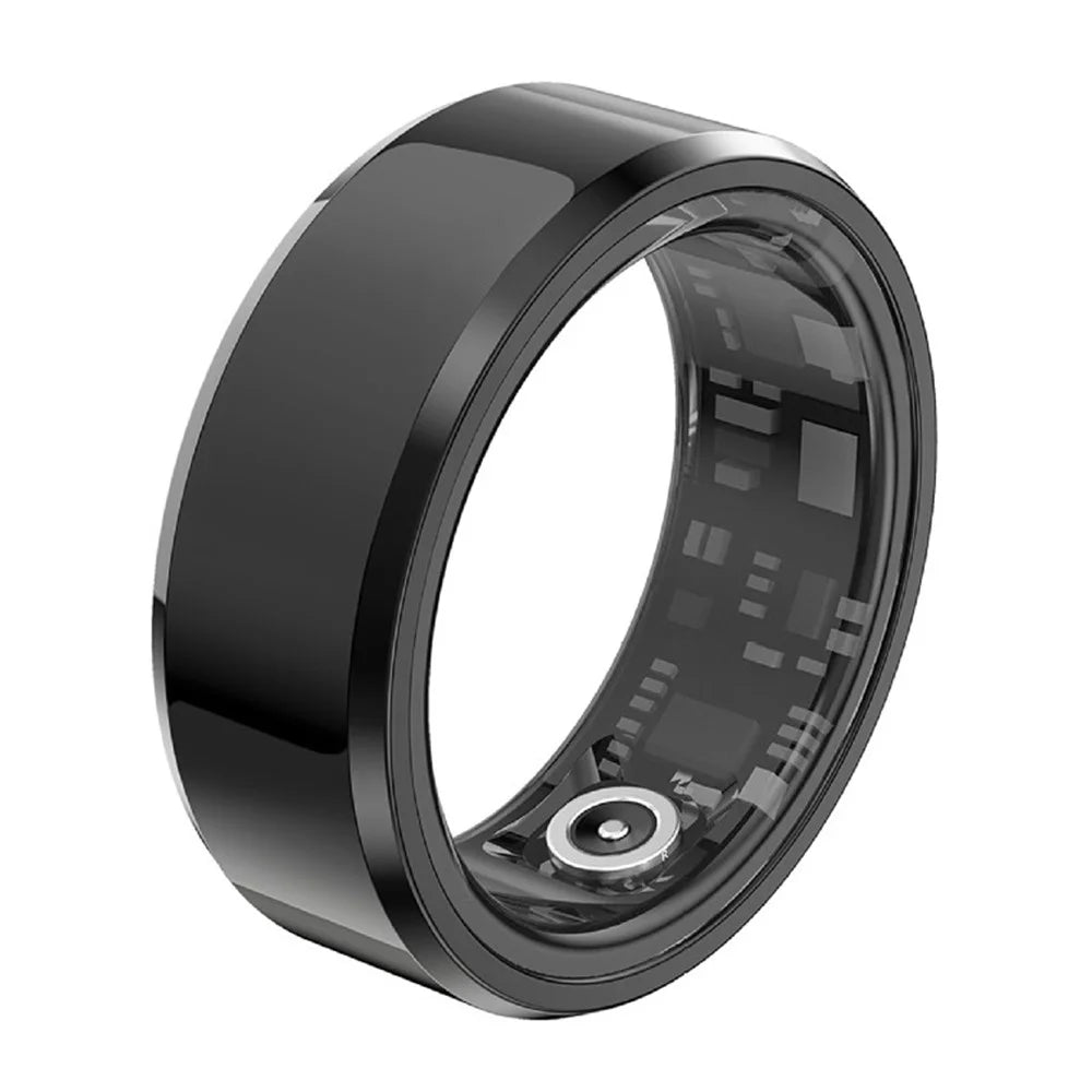 SR1 Smart Ring Waterproof Heart Rate Sleep Monitor Multi-Function Finger Ring (With Charging Case) - Black / No.7 - 1