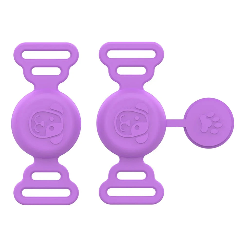 Silicone Protective Case for Apple AirTag Fit for Dog Cat Collar Accessories Pet Loop Holder - Light Purple - 2