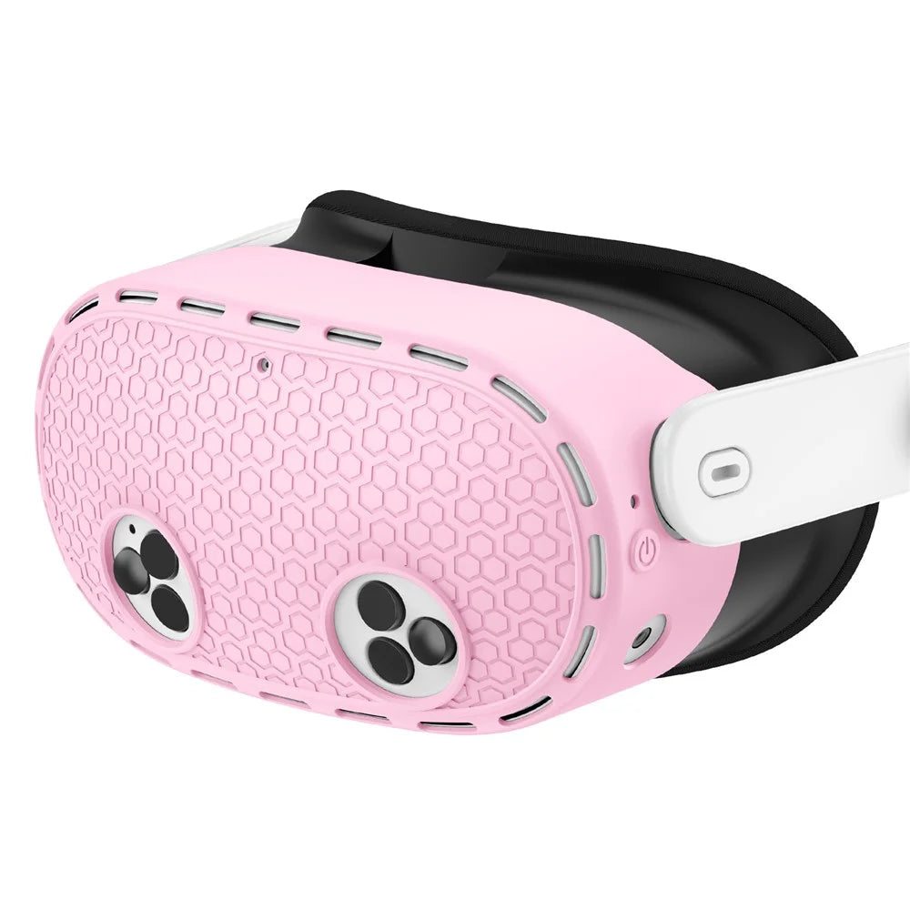 For Meta Quest 3S Protective Case VR Headset Silicone Cover - Pink - 2