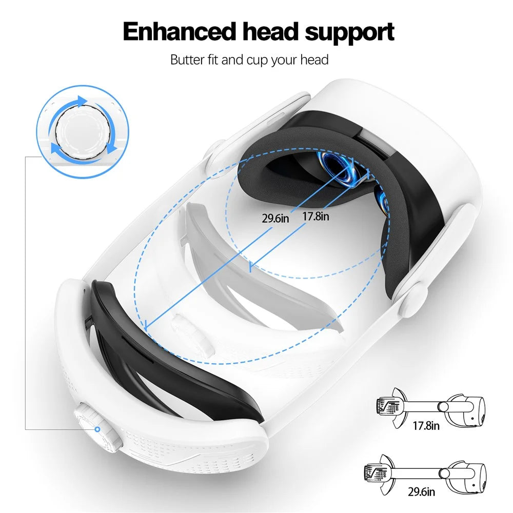 Head Strap for Meta Quest 3S Adjustable Headband VR Headset Accessories - White - 6