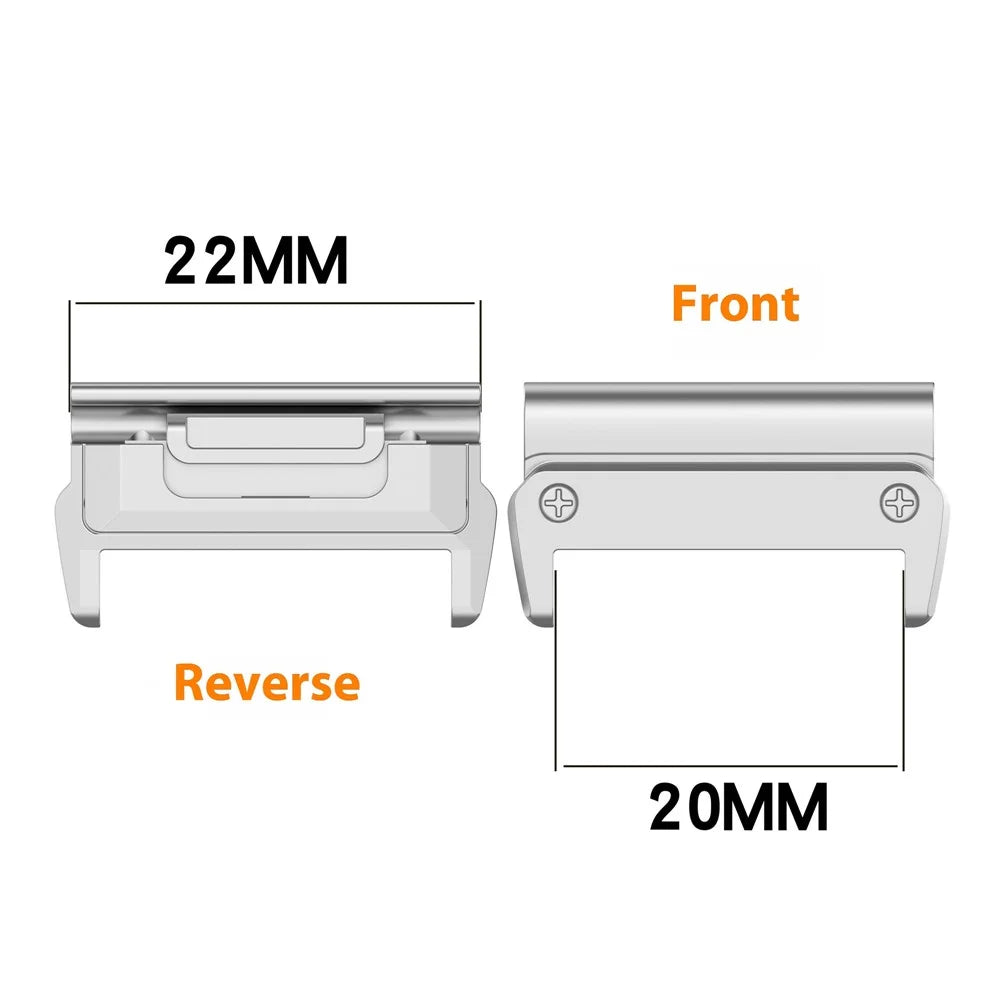 1 Pair 22mm Watchband Connector for Garmin Fenix 8 47mm  /  Fenix E 47mm  /  Fenix 7 Watch Band Metal Adapter - Black - 3