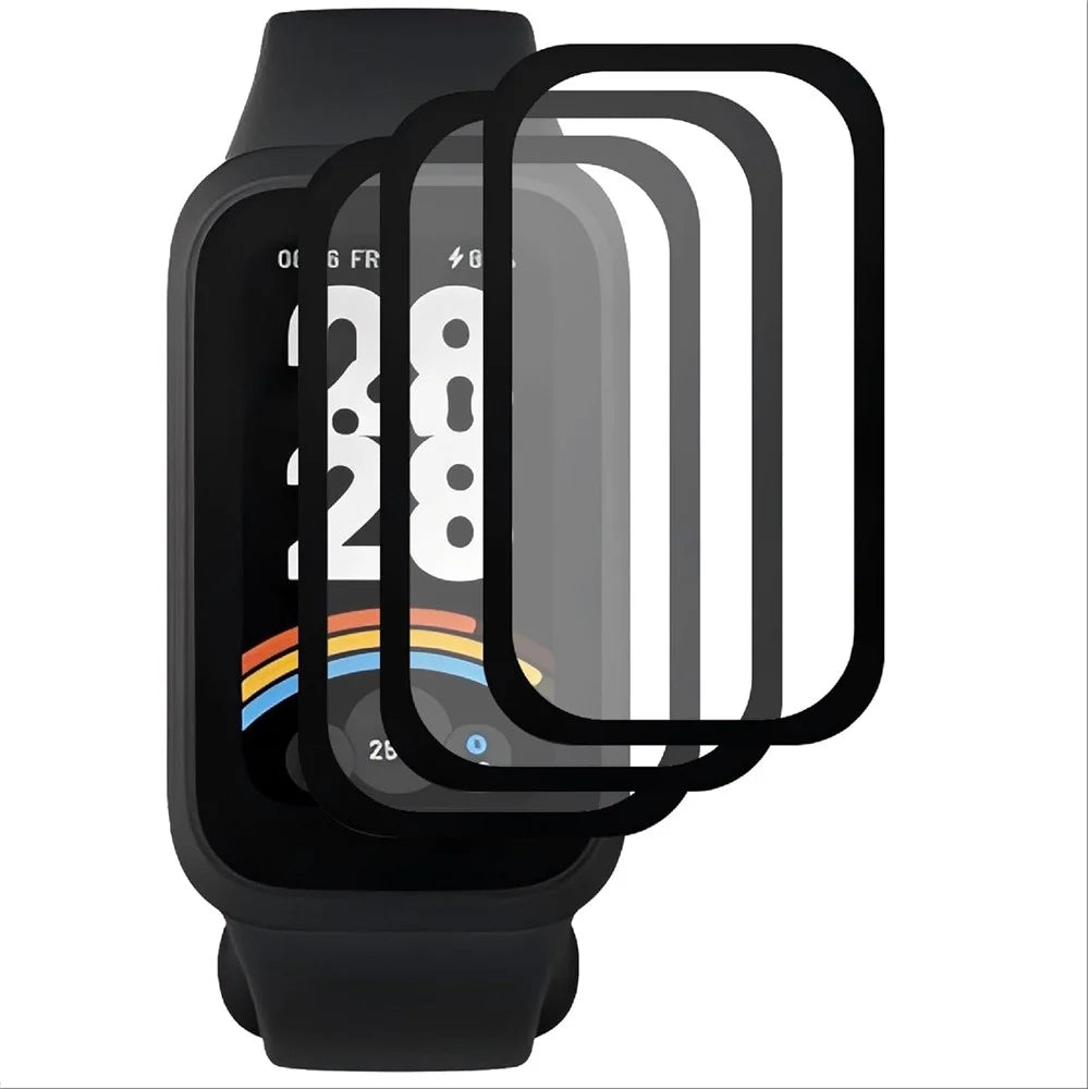 3Pcs Watch Film For Xiaomi Smart Band 9 Active / Redmi Band 3 , 3D PET Smartwatch Screen Protector - 1