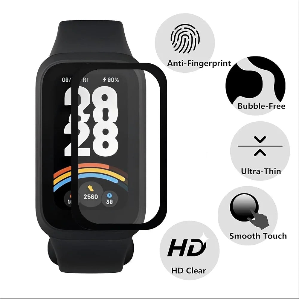 3Pcs Watch Film For Xiaomi Smart Band 9 Active / Redmi Band 3 , 3D PET Smartwatch Screen Protector - 5