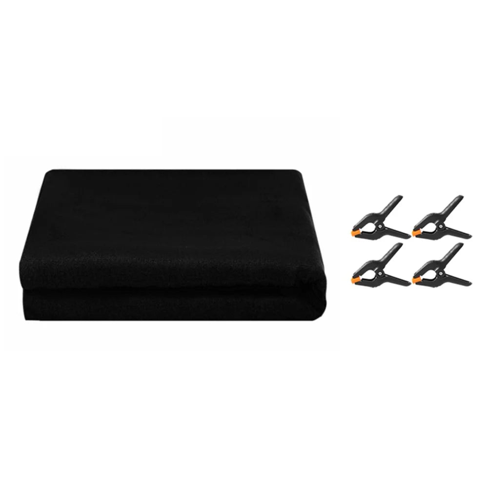1 x 1.5m Photography Backdrop Set with 4 Clips Polyester Background Screen for Studio / Live Streaming - Black - 1
