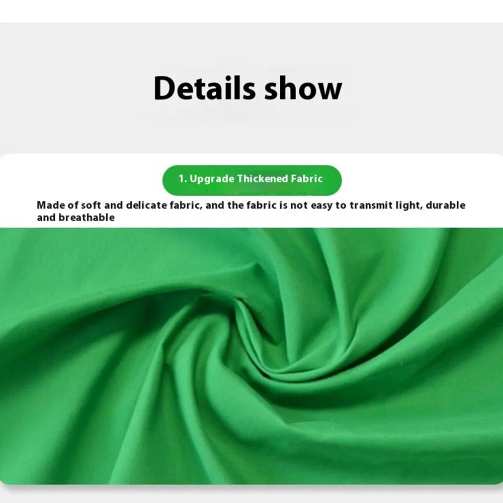 2 x 3m Photography Backdrop Set with 4 Clips Polyester Background Screen for Studio / Live Streaming - Green - 3