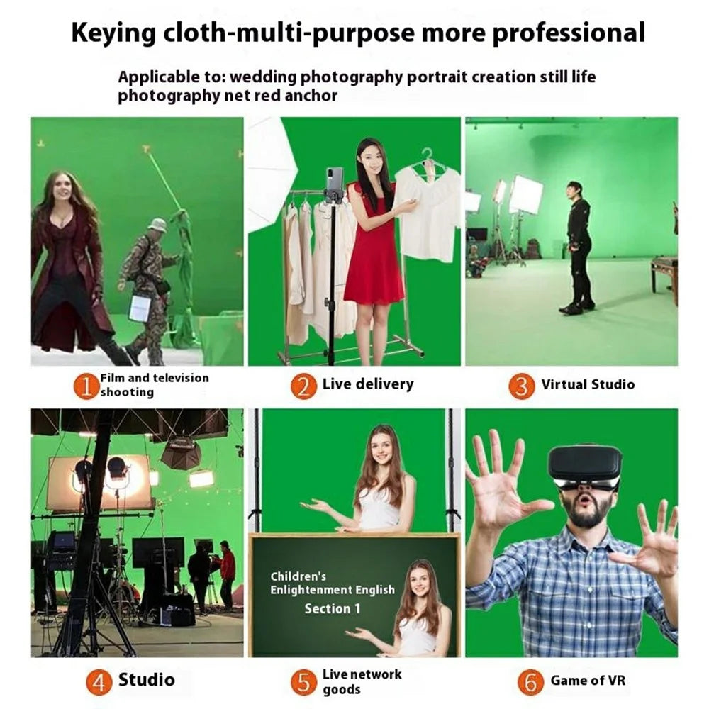 3 x 3.6m Photography Backdrop Photo Studio Backdrop 120g Polyester Shoot Background with Clamps - Green - 2