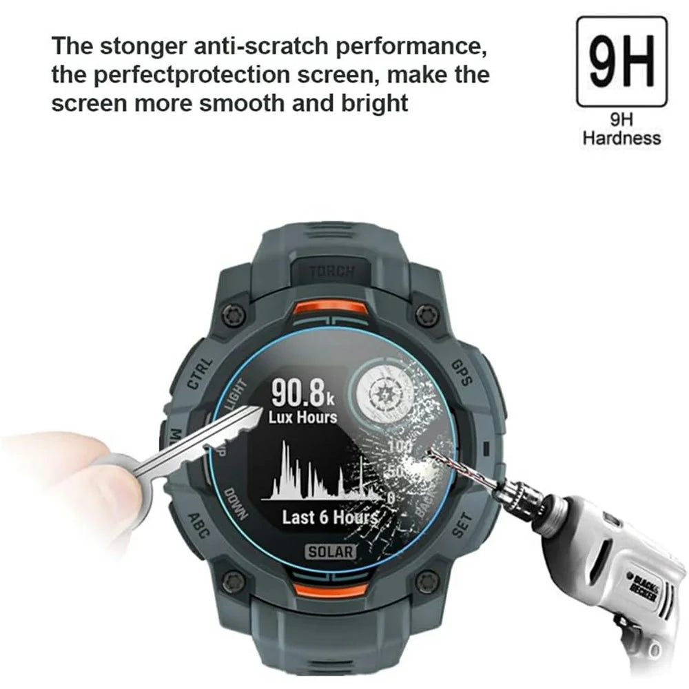 3Pcs For Garmin Instinct 3 Solar 50mm Tempered Glass Screen Protector HD Clear Watch Screen Film - 3