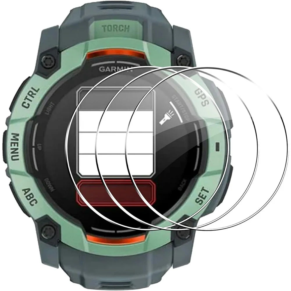 3Pcs For Garmin Instinct 3 AMOLED 45mm Tempered Glass Screen Protector HD Clear Watch Screen Film - 1