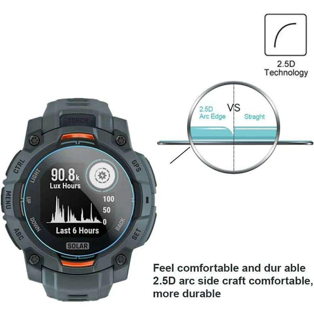 3Pcs For Garmin Instinct 3 AMOLED 45mm Tempered Glass Screen Protector HD Clear Watch Screen Film - 4