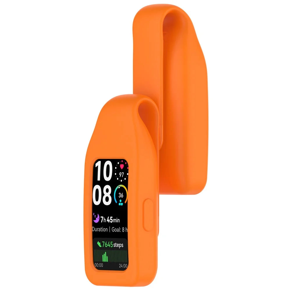 For Huawei Band 10 / 9 / 8 Clip Buckle Replacement Case Smart Watch Silicone Cover - Orange - 3