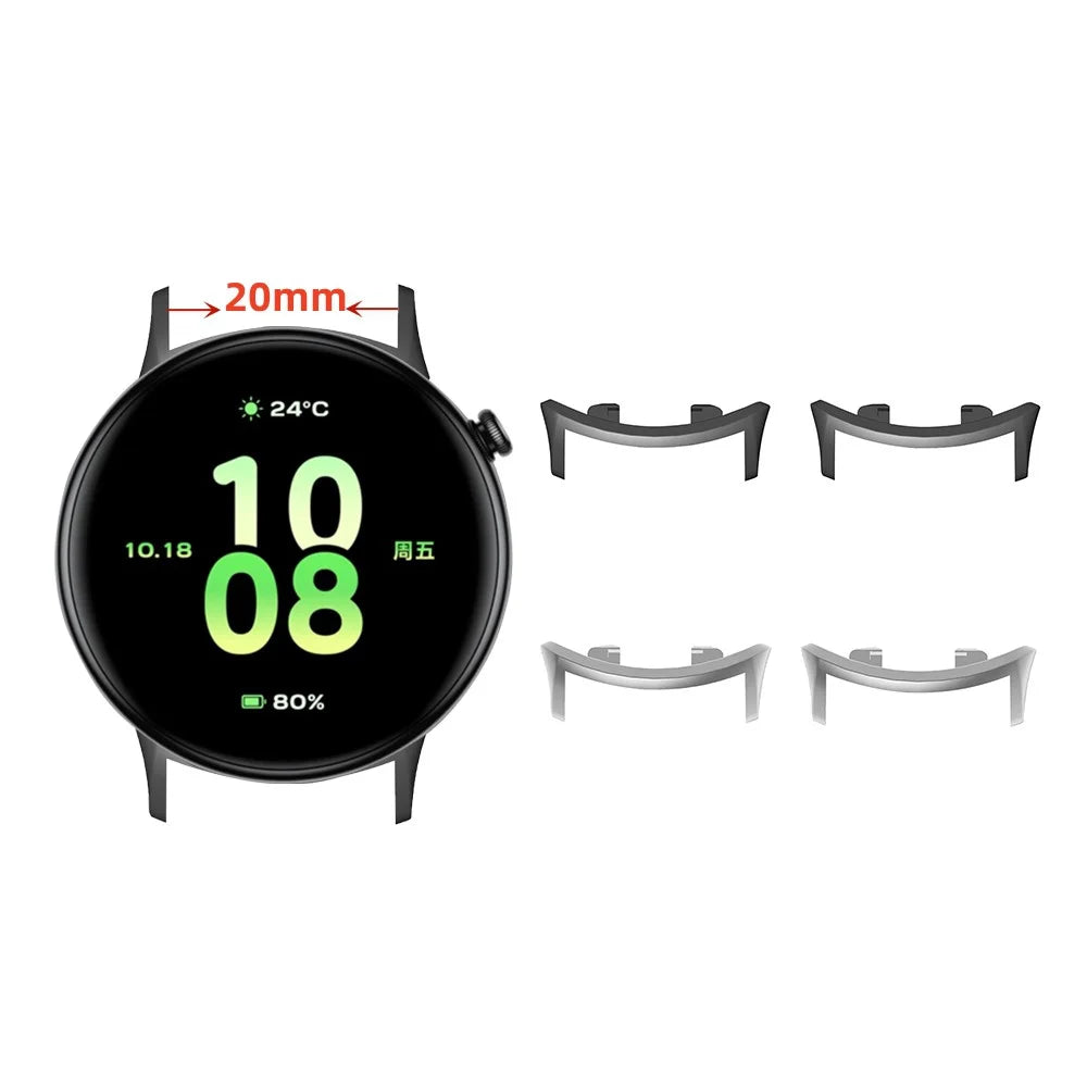 1 Pair For Honor Watch Fit Metal Watch Band Connectors Adapters 20mm Inner Diameter - Black - 6