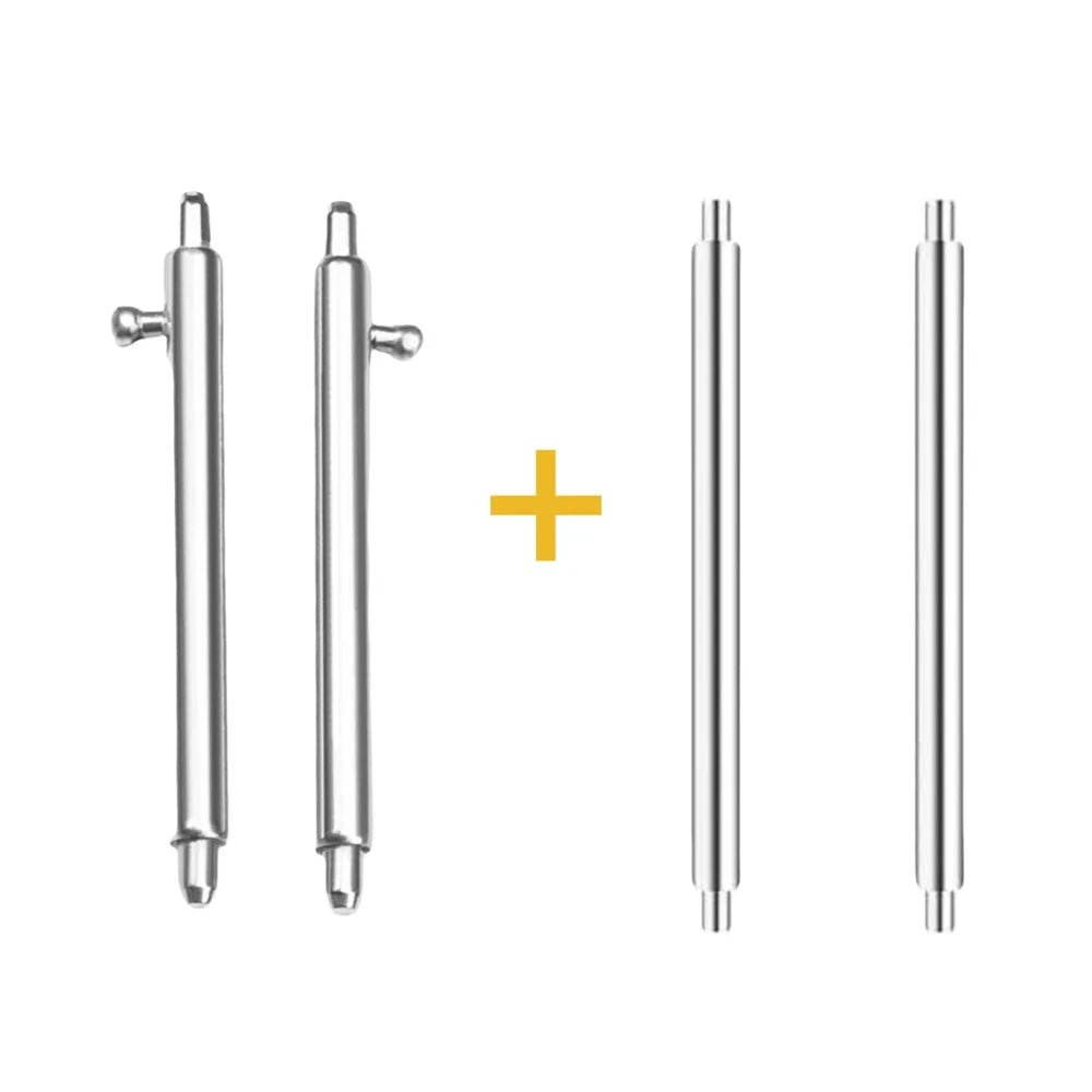 23mm 1 Pair Stainless Steel Watch Spring Bars + 1 Pair Quick Release Straight Pin Set Watch Band Connector - Silver - 1